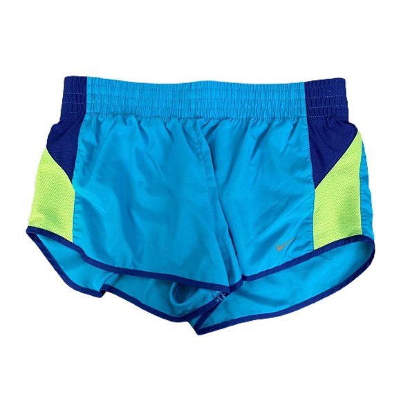 Nike Ladies Dri-Fit Running Shorts Medium, Blue, Yellow - Picture 1 of 3